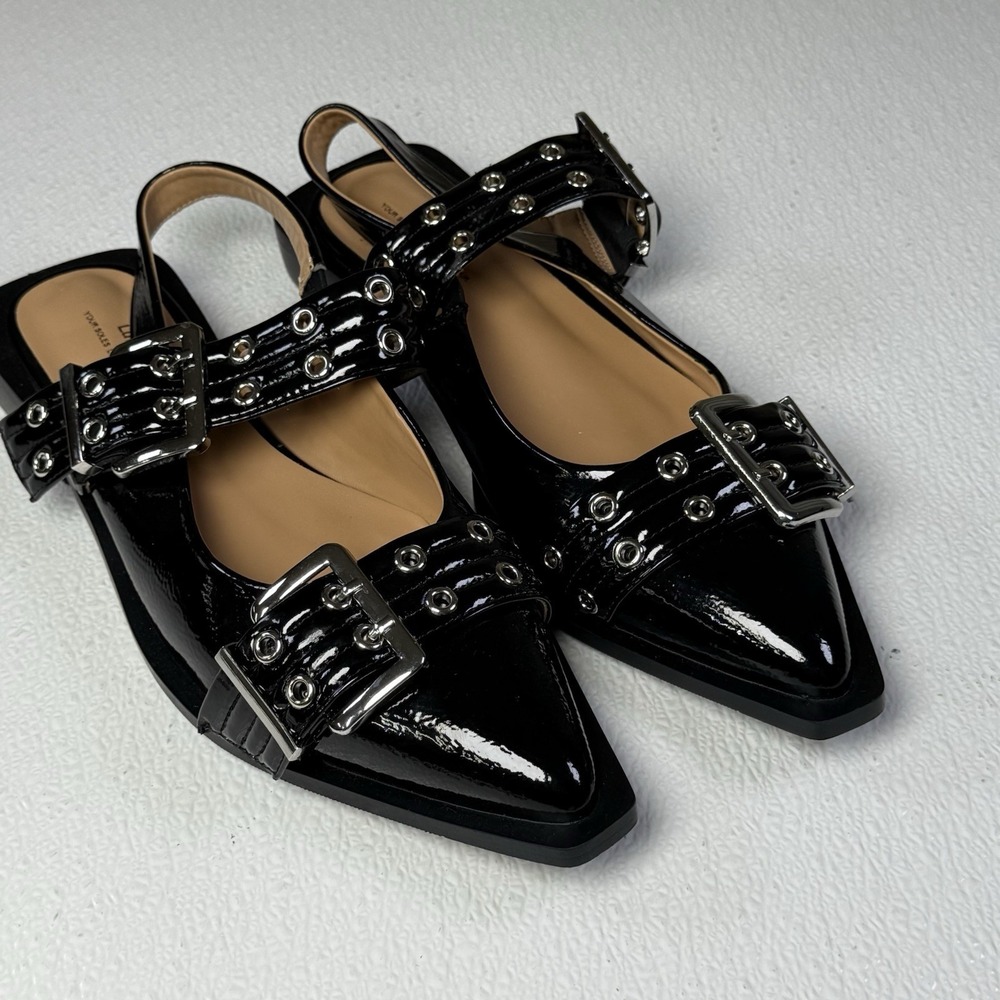 Lunhonk Bucle Shoes Women, Size 42, Black New Low Heels Flat Shoe